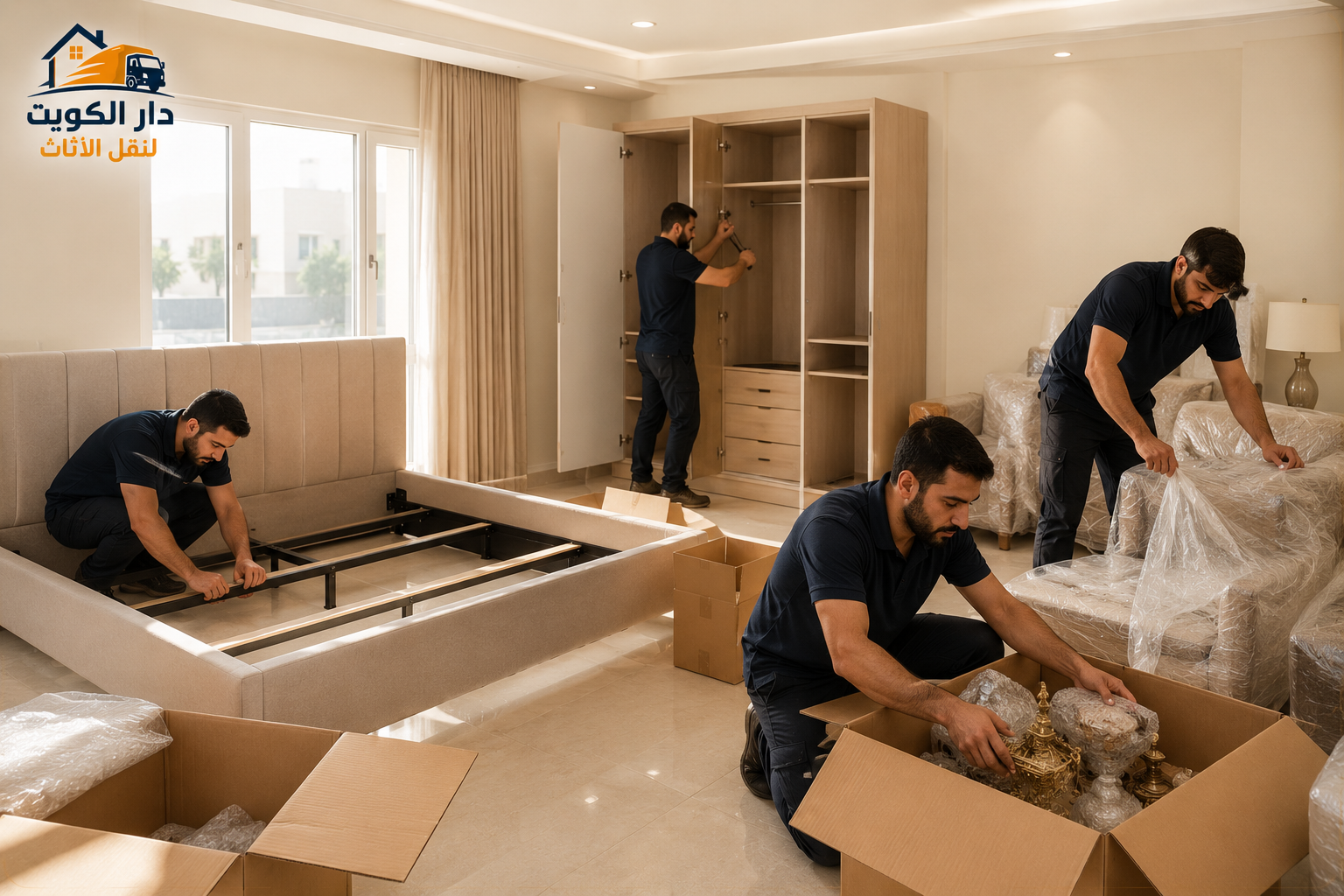 نقل عفش الكويت 96767350 فريق دار الكويت لنقل الأثاث يقوم بفك وتركيب الأثاث داخل المنزل مع تغليف احترافي ونقل عفش الكويت لجميع مناطق الكويت من شركة نقل أثاث متخصصة